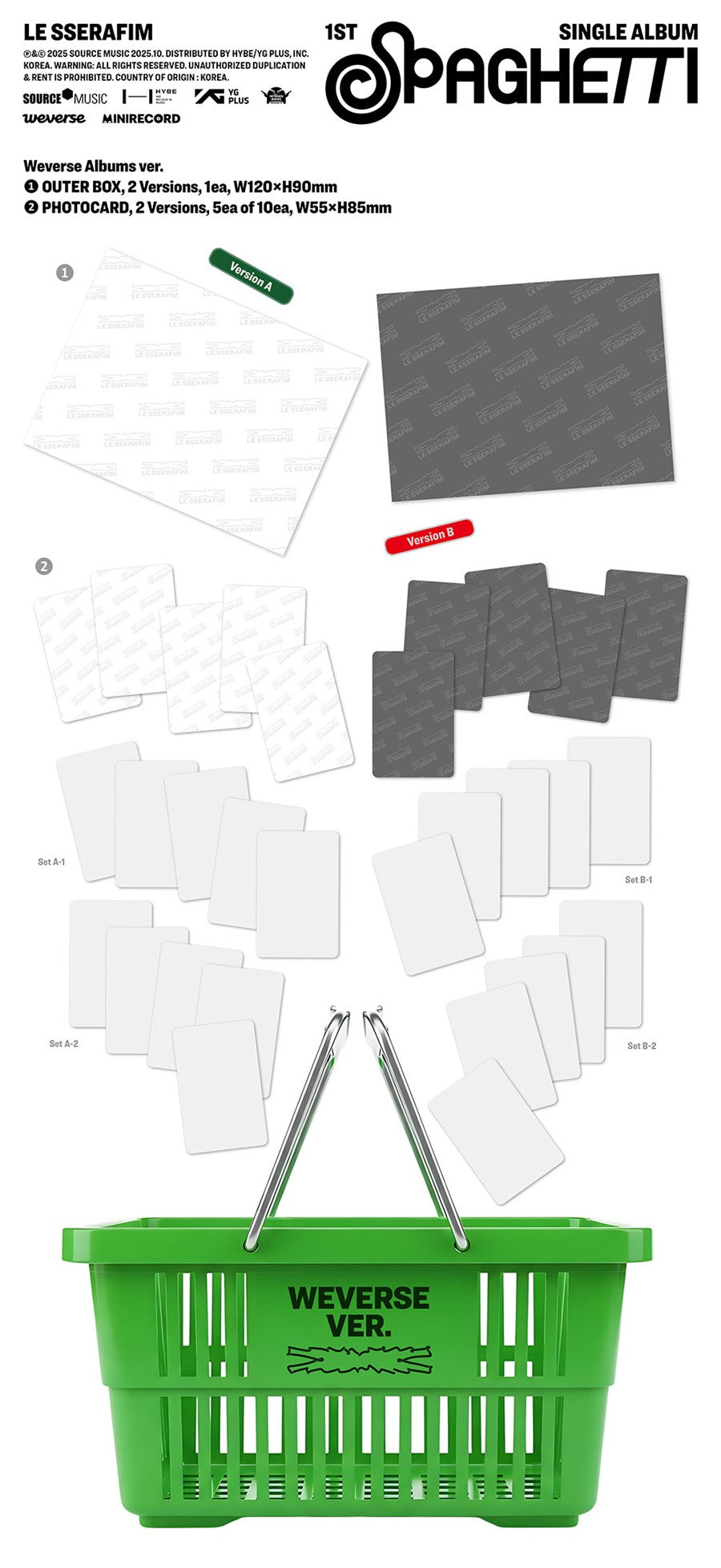 [WEVERSE POB] LE SSERAFIM – 1st Single Album [SPAGHETTI] (Weverse Albums ver.) (Set)