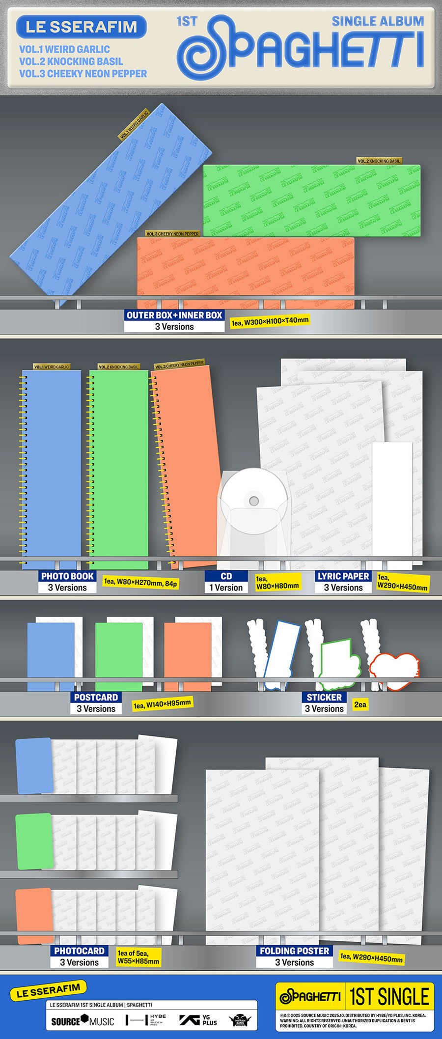 [WEVERSE POB] LE SSERAFIM – 1st Single Album [SPAGHETTI] (Set)