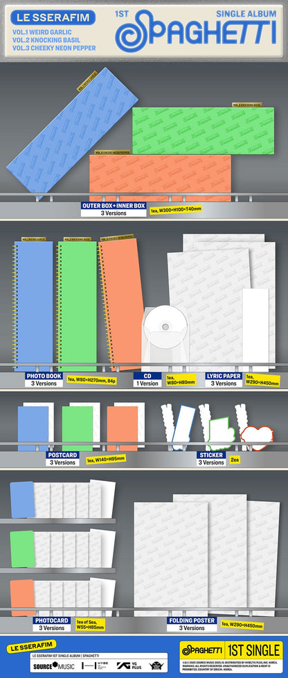 [WEVERSE POB] LE SSERAFIM – 1st Single Album [SPAGHETTI] (Set)