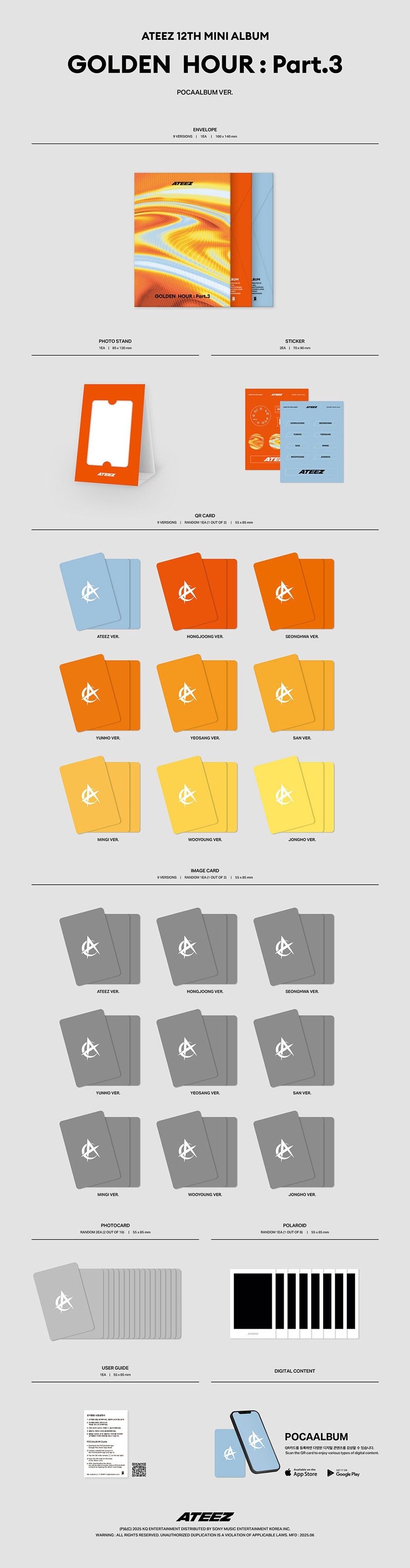 [KQSHOP POB] ATEEZ – 12th Mini Album [GOLDEN HOUR : Part.3] (POCAALBUM VER.) (Random)