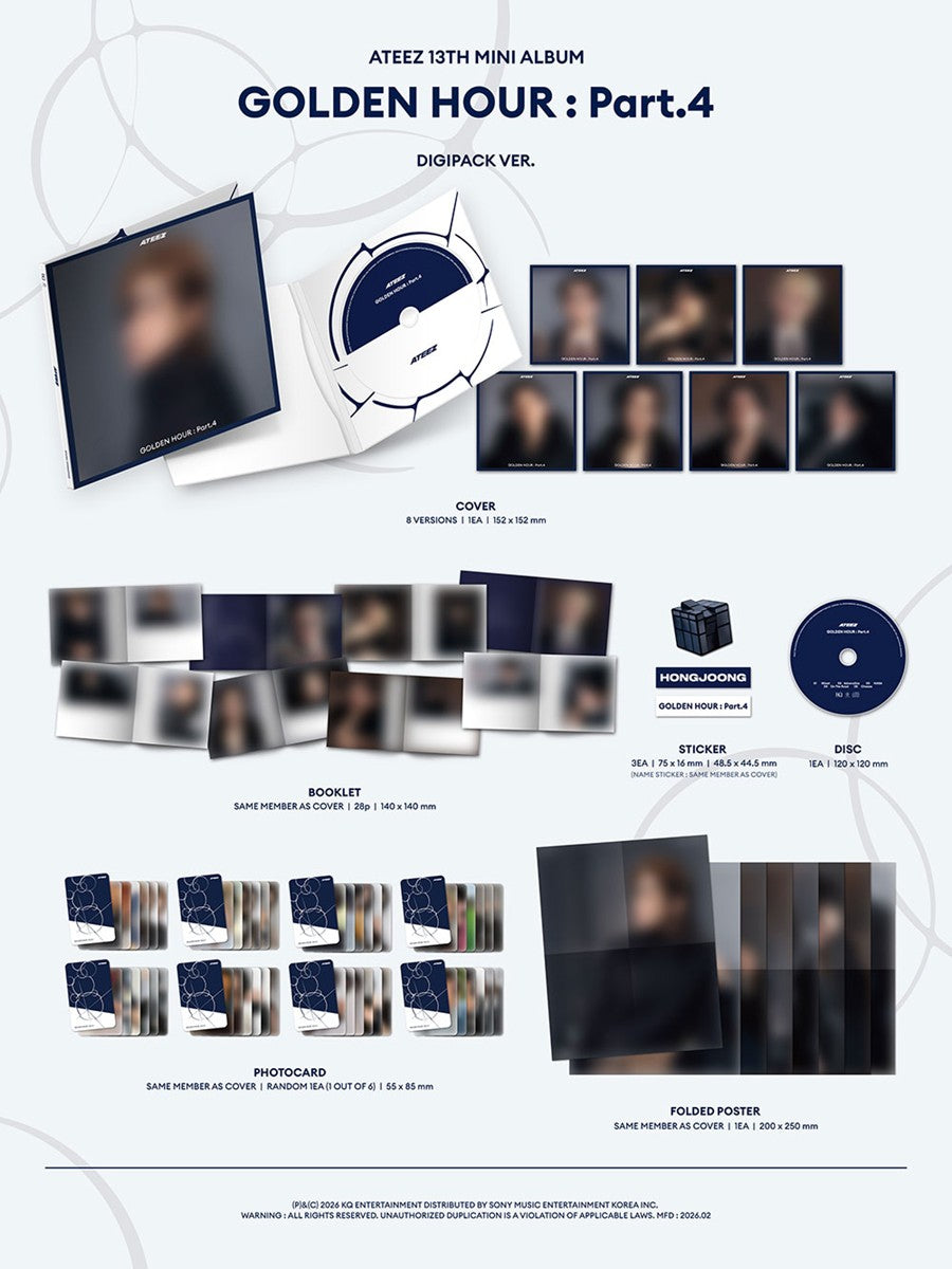 [SOUNDWAVE POB] ATEEZ – 13th Mini Album [GOLDEN HOUR : Part.4] (DIGIPACK VER.) (RANDOM)