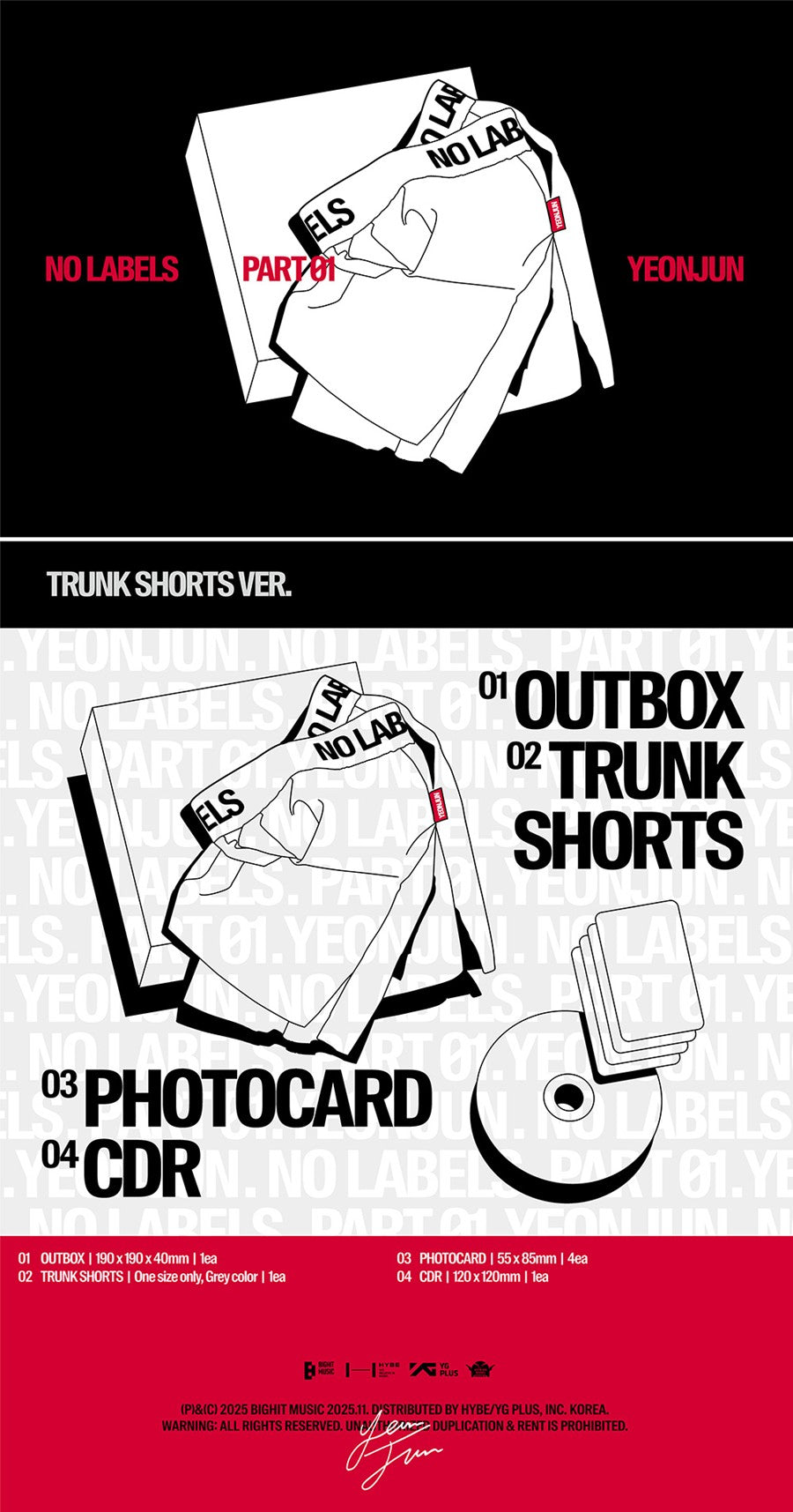 【新品未開封】ヨンジュン TXT NO LABELS トランクショーツ TOMORROW X TOGETHER ( TXT ) YEONJUN - NO LABELS: PART 01 (TRUNK SHORTS